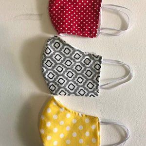 Lot of 3 Cotton Face Masks Washable Reusable